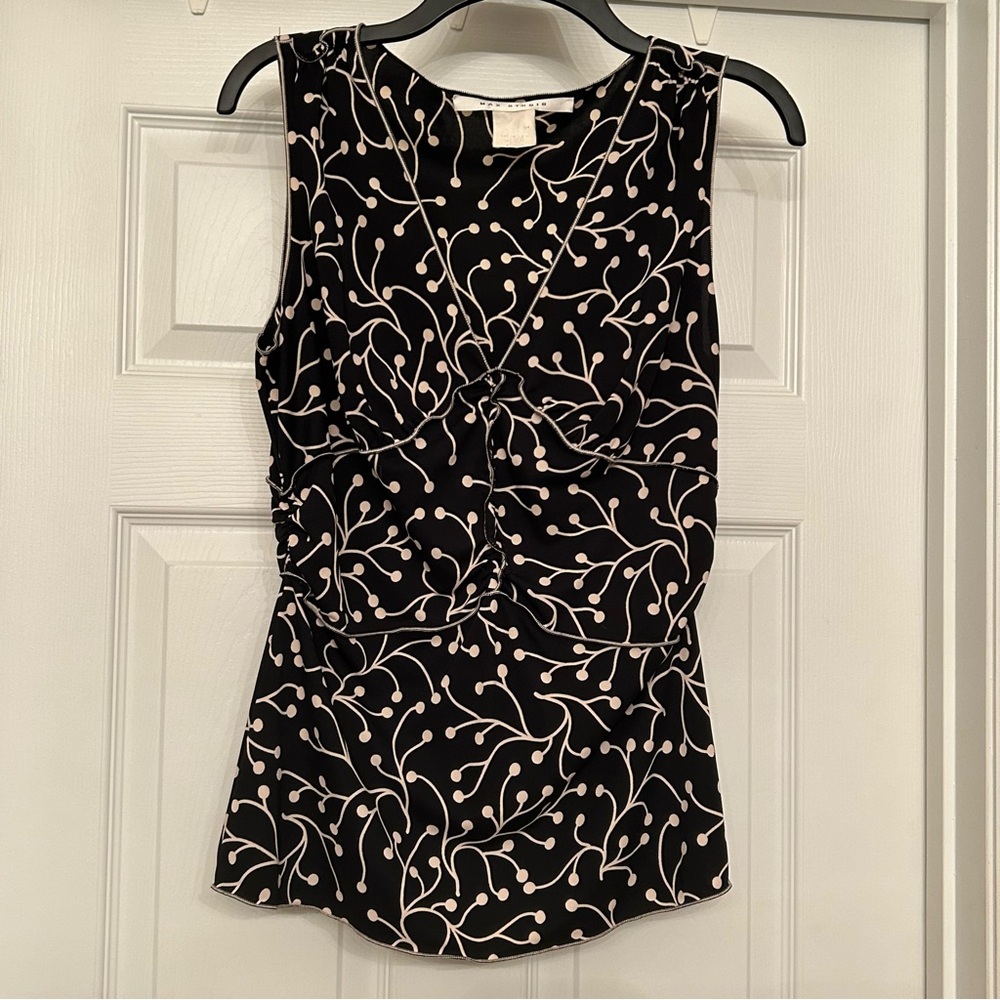 Max Studio Black and Cream Sleeveless Top Size L